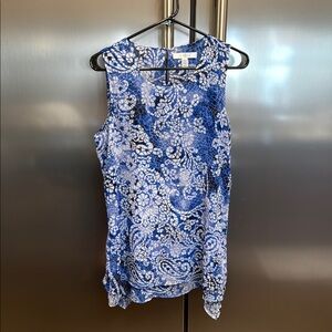 Fever Blue and White Sleeveless Tank Top